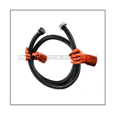 Gasmasktube T200-PVC with length 200cm = 80 inch and gasmask-connectorthreads male zu female
